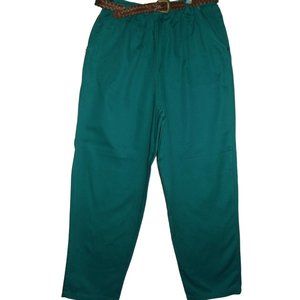 Alfred Dunner Pants Size 14 x 29.5" Green Pull On Elastic Waist belt & beltloops